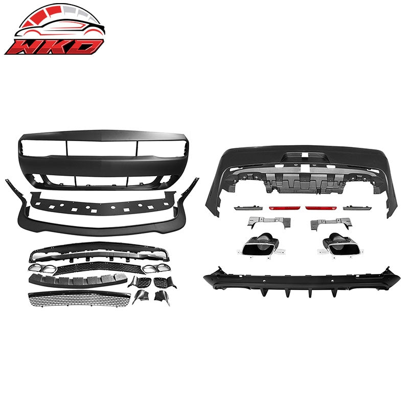 Wholesale 08-14 Dodge Challenger Front Rear Bumper Cover + Hellcat Lip + V3 Diffuser
