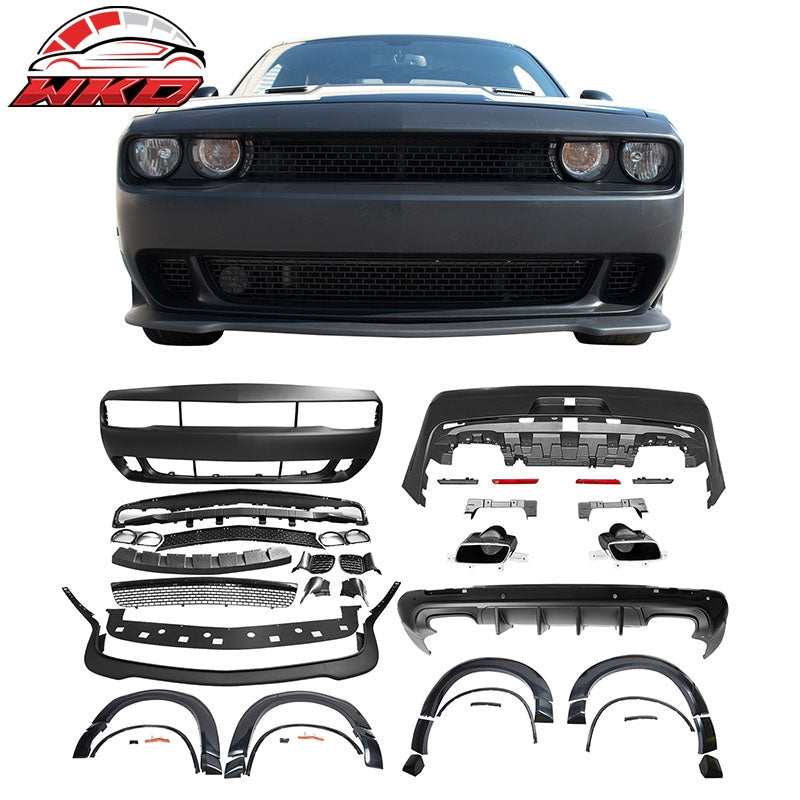 Wholesale 08-14 Challenger Front Rear Bumper w/ Lip + Hellcat Fender Flare V1 Diffuser