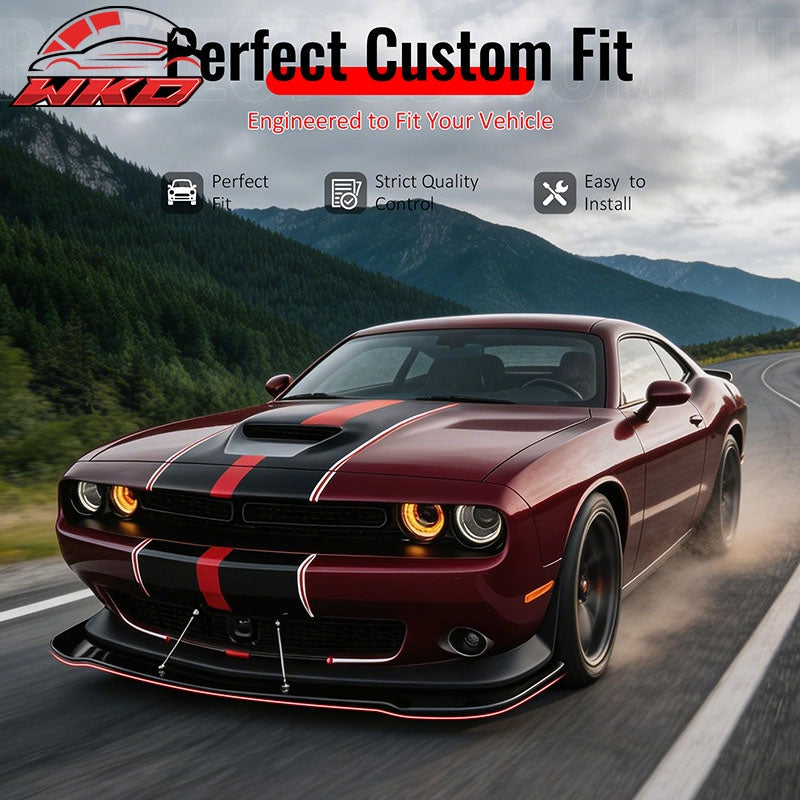Wholesale For 15-23 Challenger Hellcat PP Front Bumper Lip Chin Spolier Carbon Fiber Print - Wikond Auto