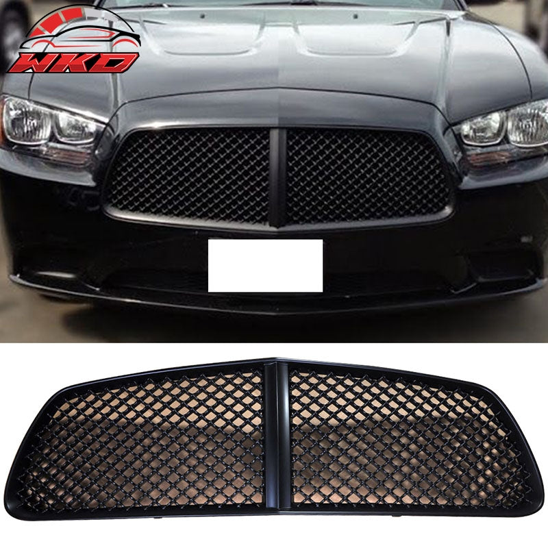 Fits 11-14 Dodge Charger Black Honeycomb Mesh Front Hood Bumper Grill Grille ABS