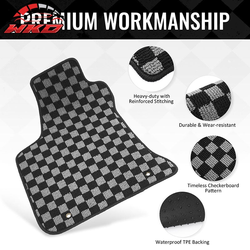 Fits 11-23 Charger Chrysler 300 Floor Mats Carpets Checkered Black Gray Plaid