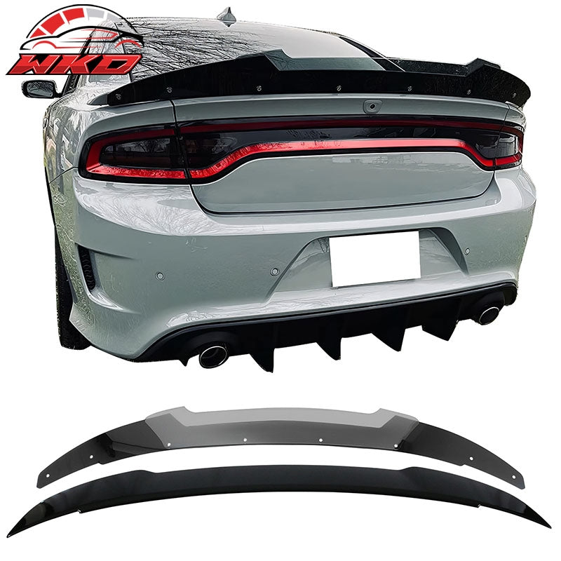 Wholesale 11-23 Charger SRT Gloss Black Trunk Spoiler Venom V2 Wickerbill Gurney Flap