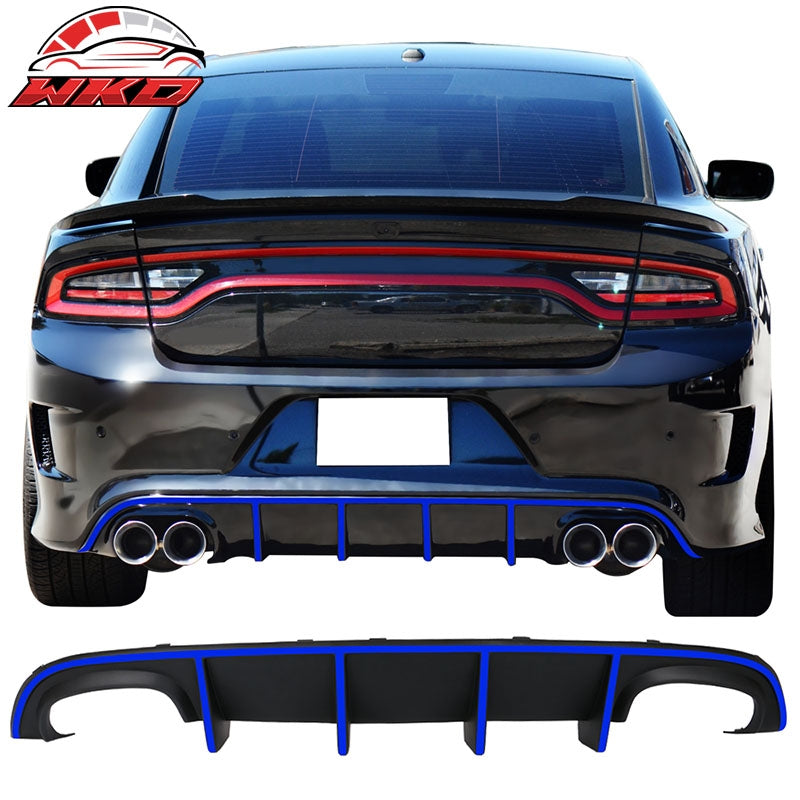 Wholesale 15-23 Charger SRT Quad Exhaust Rear Diffuser with Blue Reflective Tape