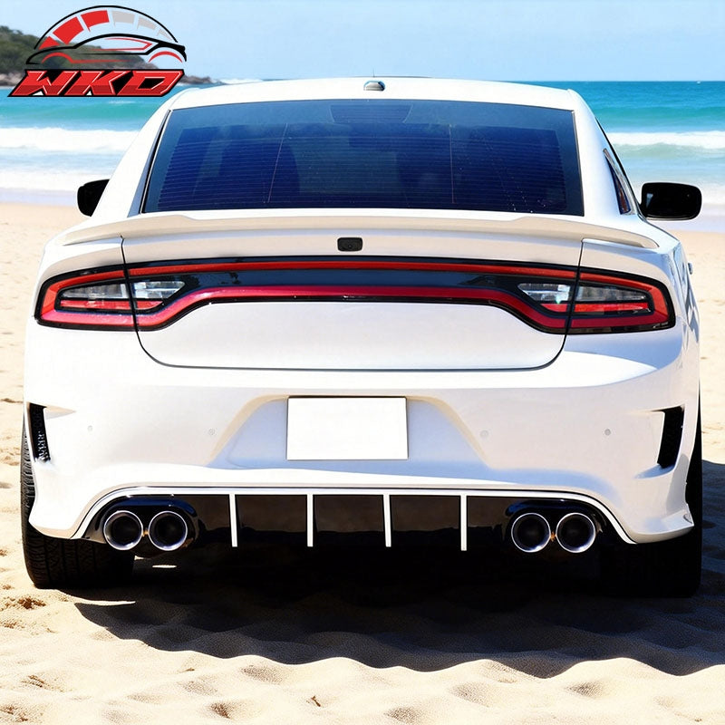 Fits 15-23 Charger SRT Quad Exhaust Rear Diffuser with White Reflective Tape