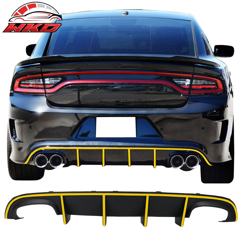 Wholesale 15-23 Charger SRT Quad Exhaust Rear Diffuser with Yellow Reflective Tape