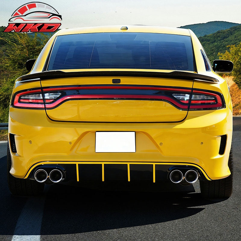 Fits 15-23 Charger SRT Quad Exhaust Rear Diffuser with Yellow Reflective Tape