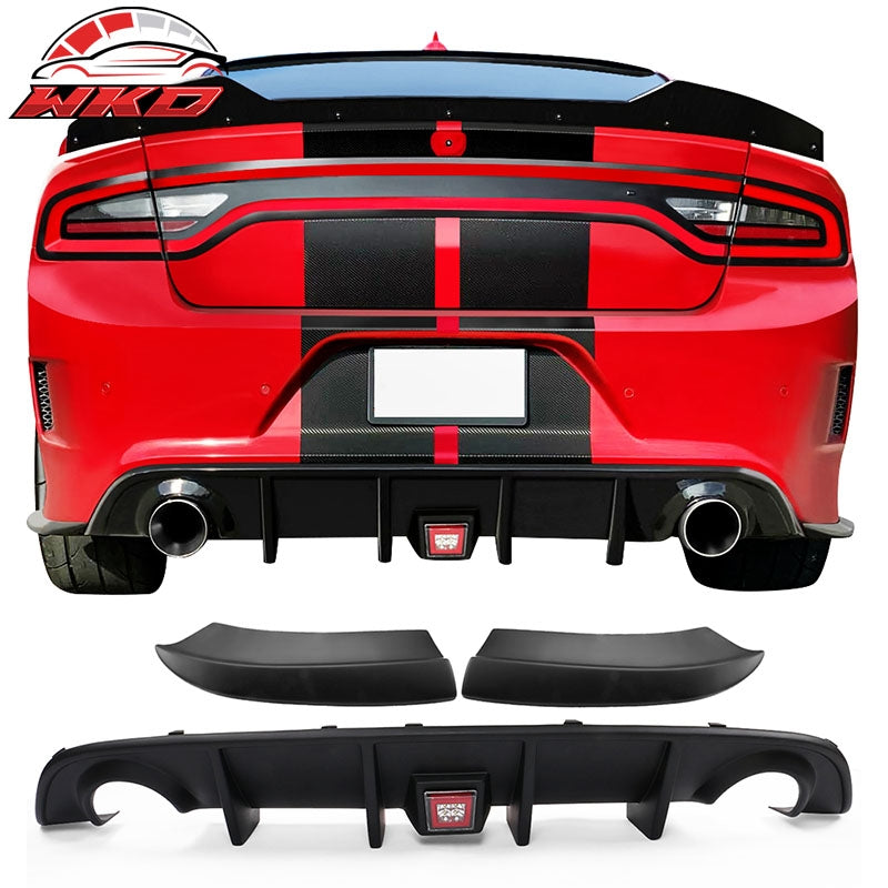 Wholesale 15-23 Charger SRT Rear Bumper Diffuser Lip Valance W/ Red LED Brake Lamp