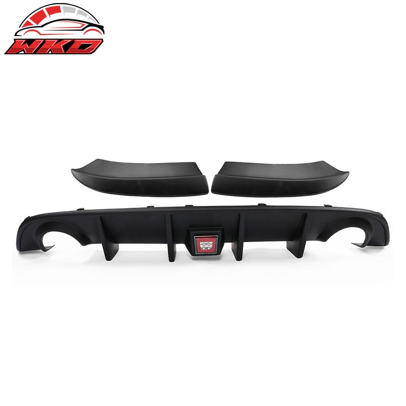 Fits 15-23 Charger SRT Rear Bumper Diffuser Lip Valance W/ Red LED Brake Lamp