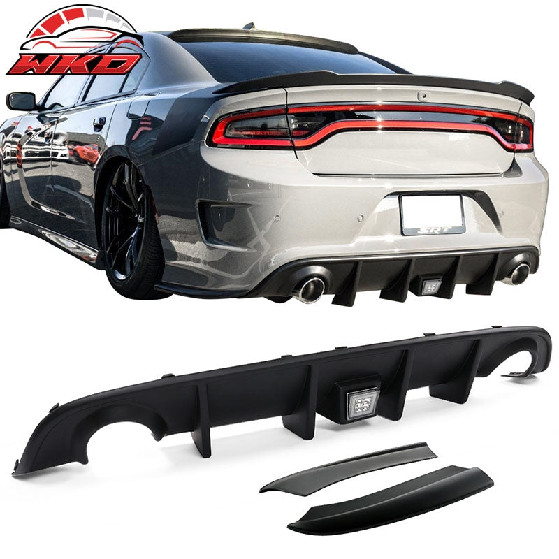 Wholesale 15-23 Charger SRT Rear Bumper Diffuser Lip Valance W/ Clear LED Brake Lamp