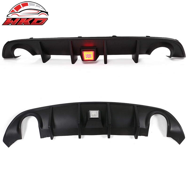 Fits 15-23 Charger SRT Rear Bumper Diffuser Lip Valance W/ Clear LED Brake Lamp
