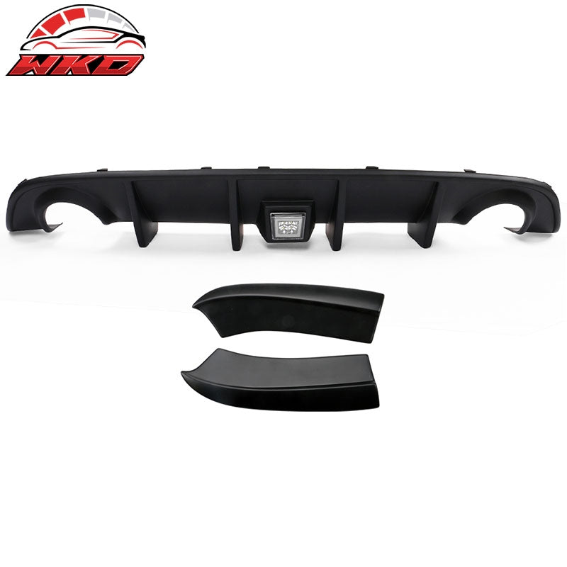 Fits 15-23 Charger SRT Rear Bumper Diffuser Lip Valance W/ Clear LED Brake Lamp