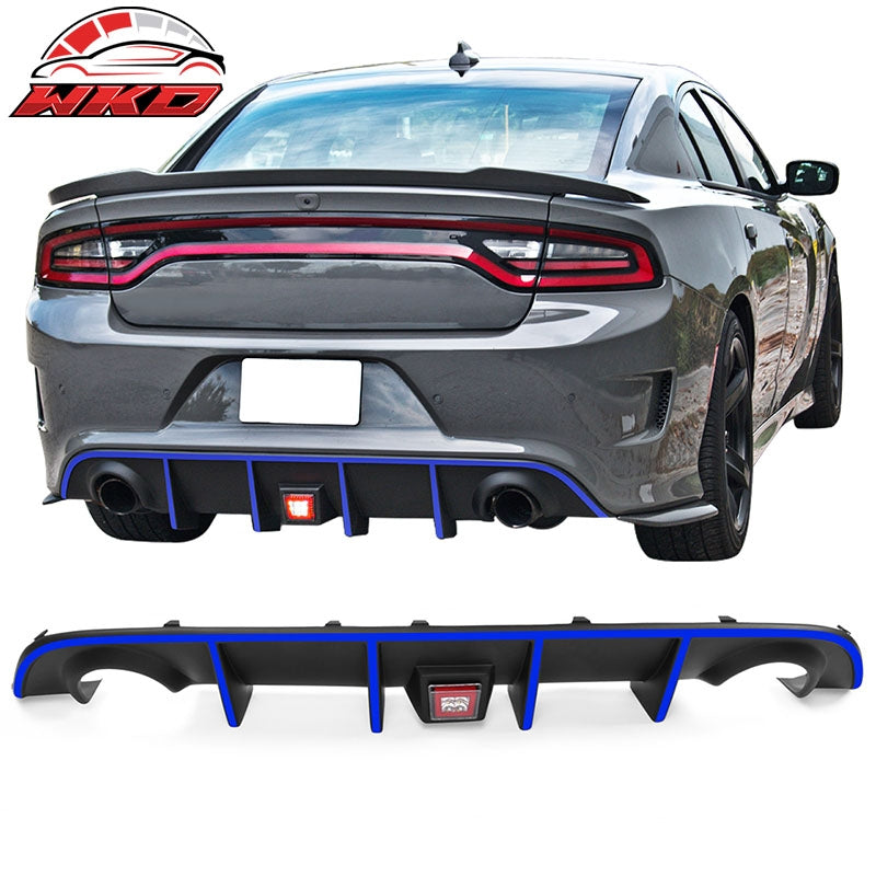 Fits 15-23 Charger SRT Rear Diffuser with Red LED Lamp & Blue Reflective Tape