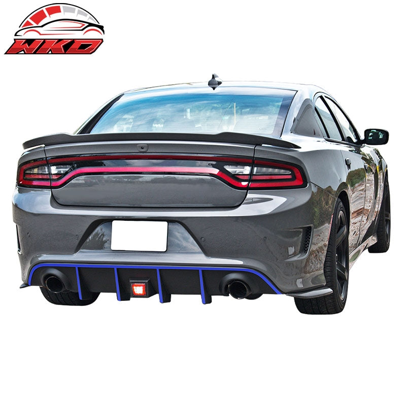 Fits 15-23 Charger SRT Rear Diffuser with Red LED Lamp & Blue Reflective Tape