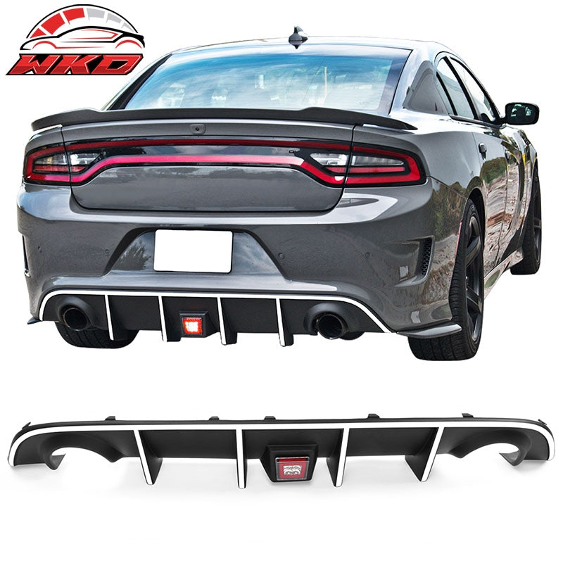 Fits 15-23 Charger SRT Rear Diffuser with Red LED Lamp & White Reflective Tape