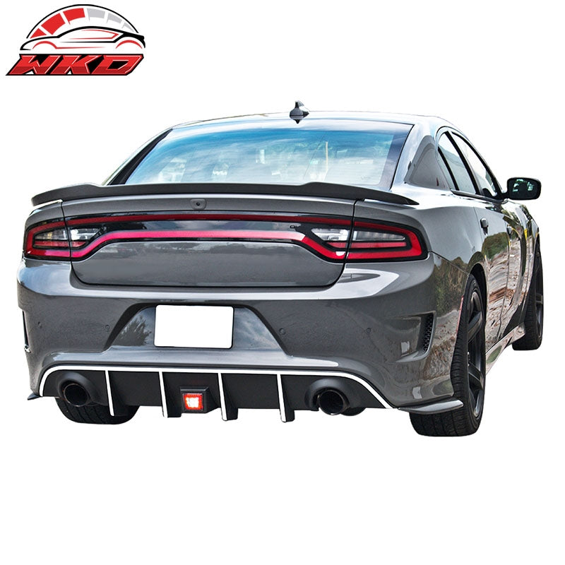 Fits 15-23 Charger SRT Rear Diffuser with Red LED Lamp & White Reflective Tape
