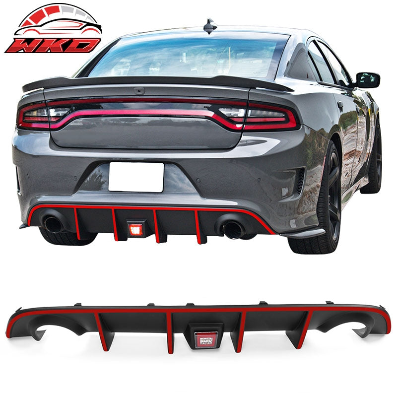 Fits 15-23 Charger SRT Rear Diffuser with Red LED Lamp & Red Reflective Tape