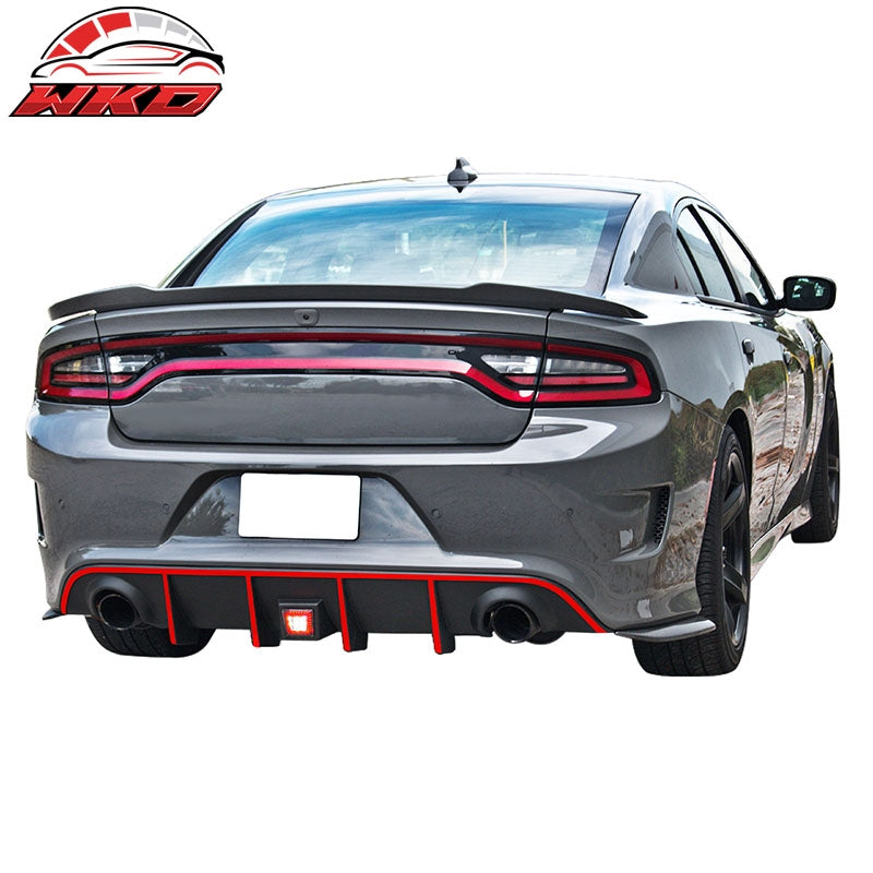 Fits 15-23 Charger SRT Rear Diffuser with Red LED Lamp & Red Reflective Tape