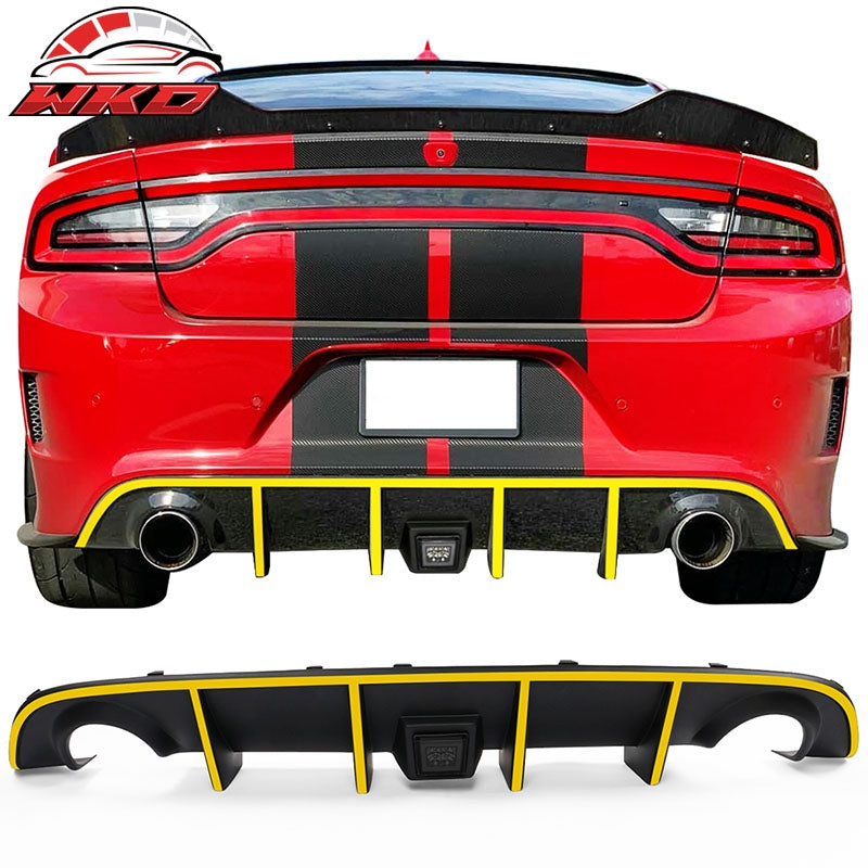 Fits 15-23 Charger SRT Rear Diffuser w/ Smoke LED Lamp & Yellow Reflective Tape