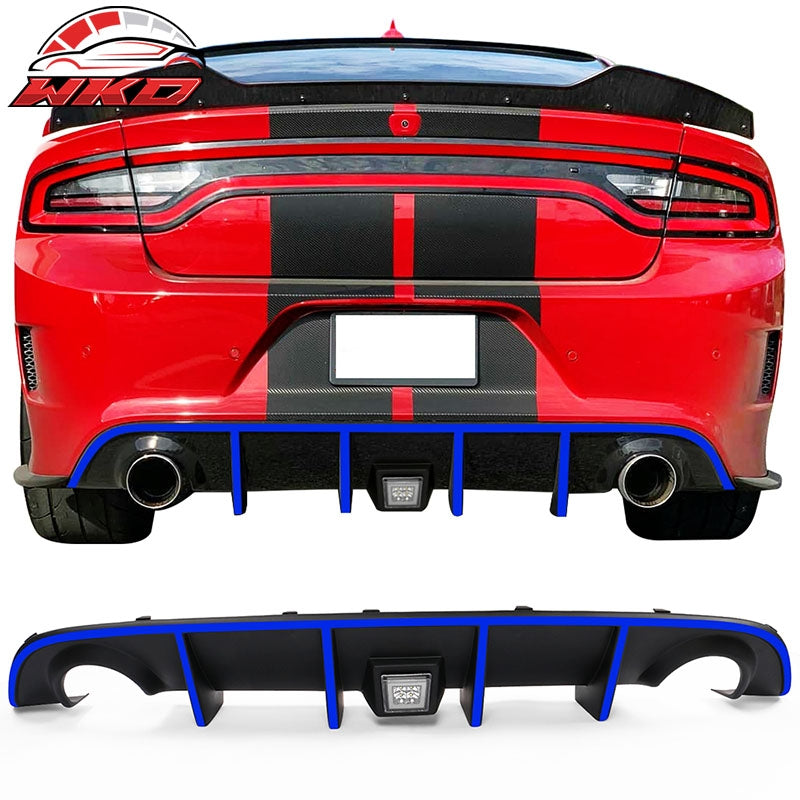 Fits 15-23 Charger SRT Rear Diffuser with Clear LED Lamp & Blue Reflective Tape