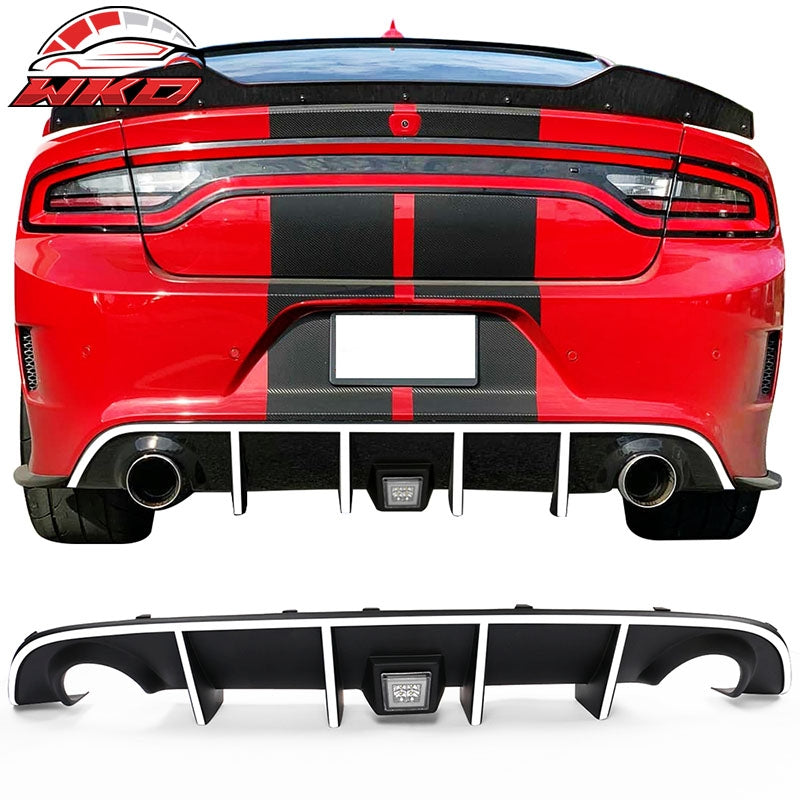 Fits 15-23 Charger SRT Rear Diffuser with Clear LED Lamp & White Reflective Tape