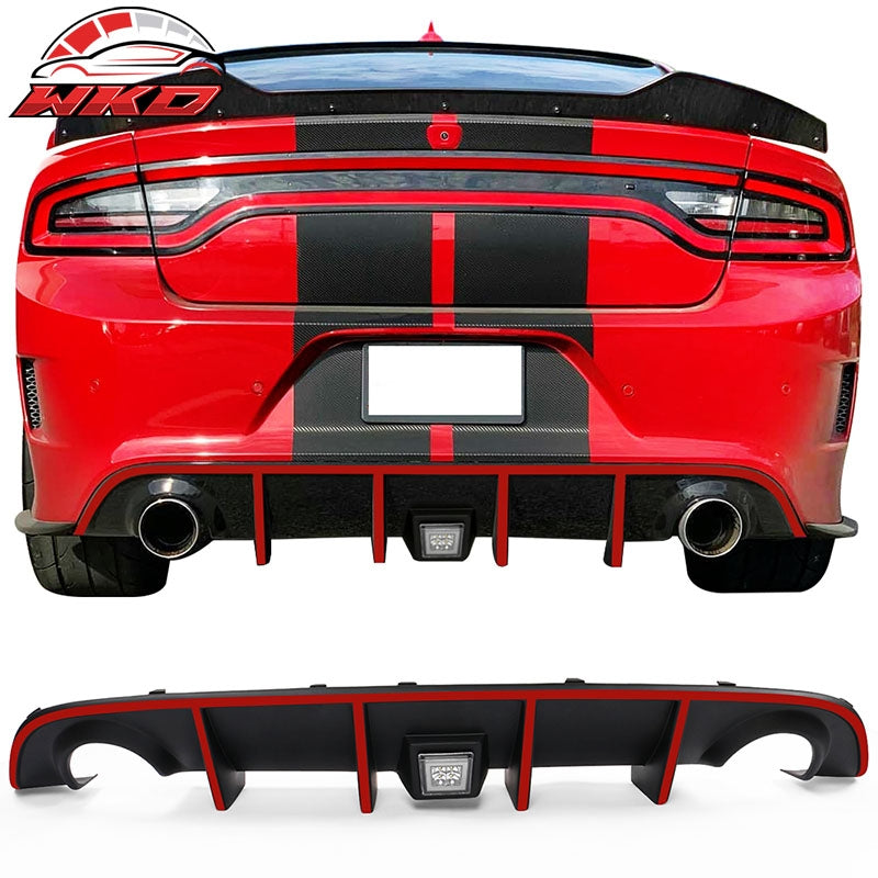 Fits 15-23 Charger SRT Rear Diffuser with Clear LED Lamp & Red Reflective Tape