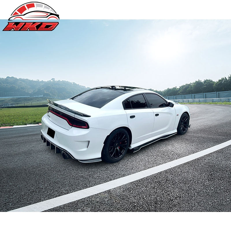Fits 12-23 Dodge Charger SRT Side Skirts Extension Rocker Panel PP - Gloss Black