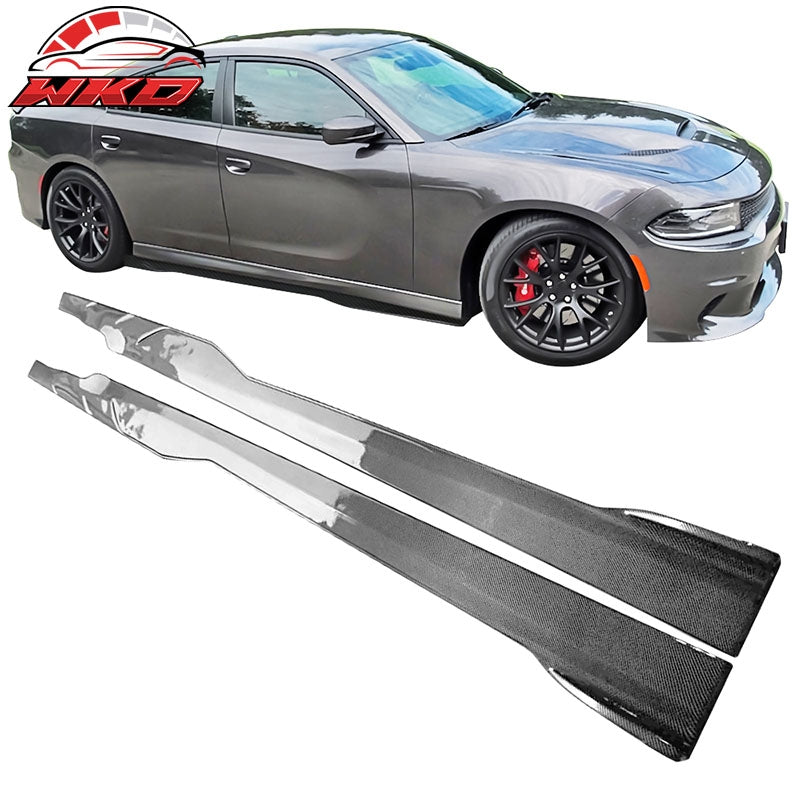Wholesale 12-23 Dodge Charger SRT Side Skirts Rocker Panels PP - Carbon Fiber Print