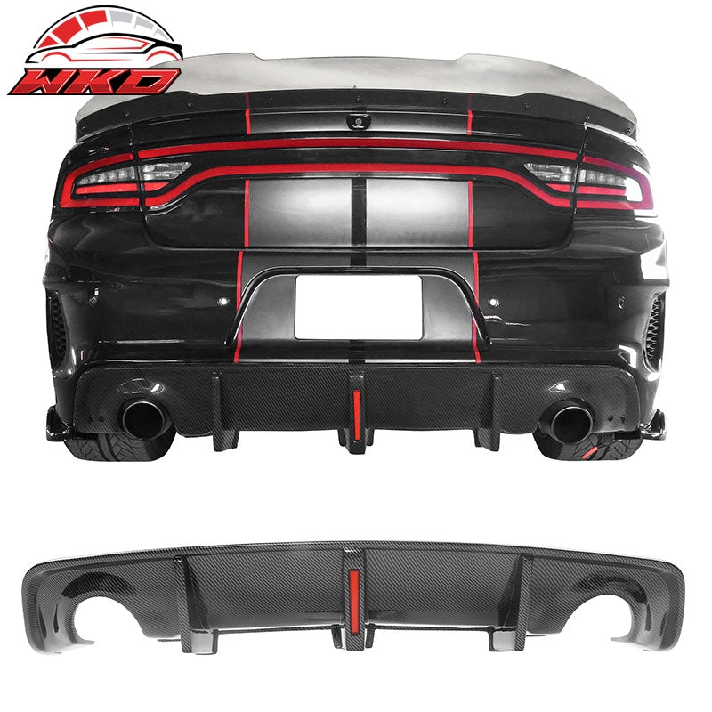 Fits 20-23 Charger SRT Widebody Carbon Fiber Print Rear Diffuser + Apron Spat PP