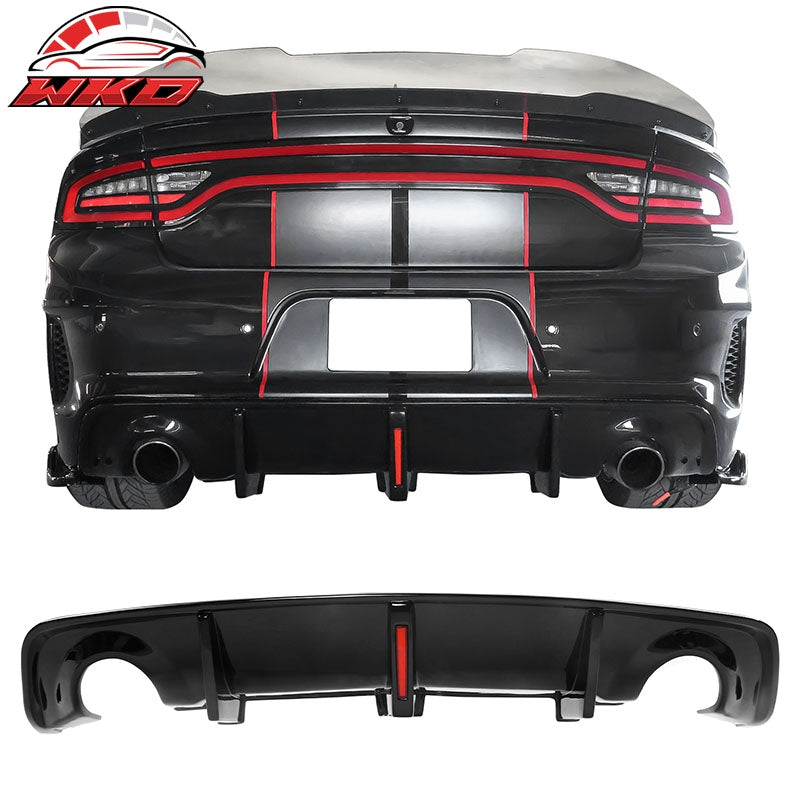 Fits 20-23 Charger SRT Widebody Gloss Black Rear Diffuser Lip + Apron Spats - PP