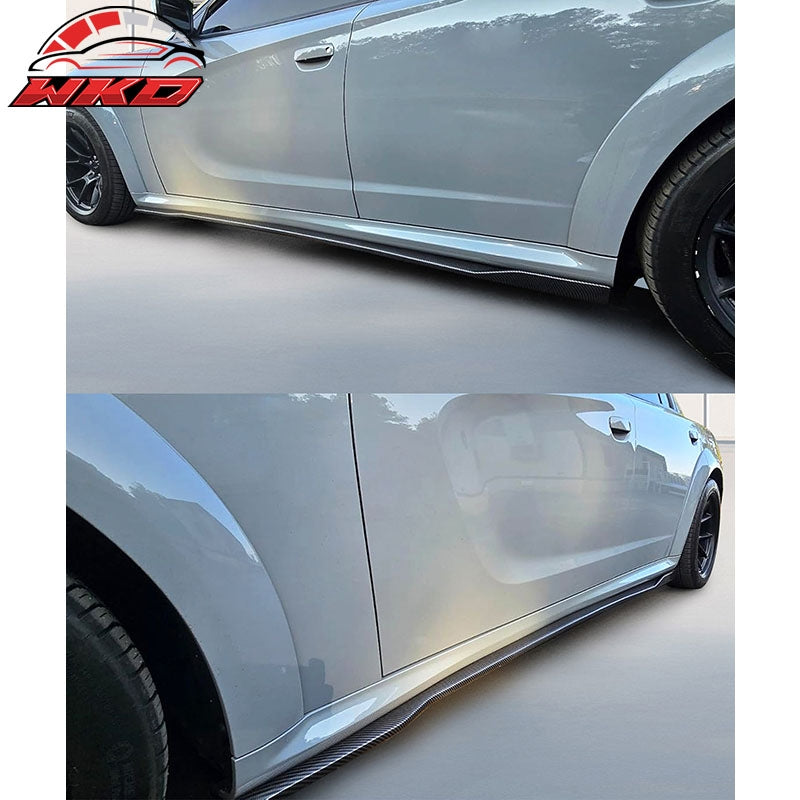 Fits 20-23 Charger SRT Widebody PP Side Skirts Diffuser Lips Carbon Fiber Print