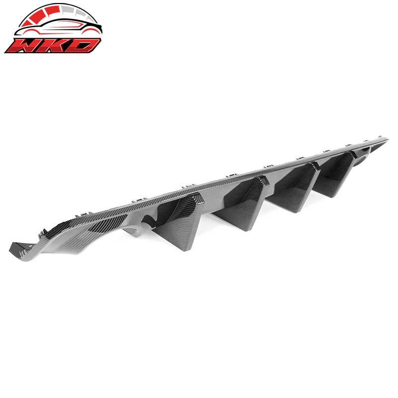 For 20-23 Charger Widebody IKON PP Carbon Fiber Print Rear Diffuser + Apron Spat
