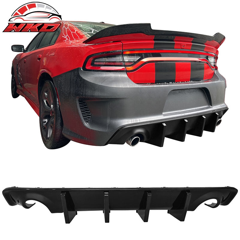 Fits 20-23 Charger Widebody IKON PP Gloss Black Rear Diffuser + Apron Spats - PP