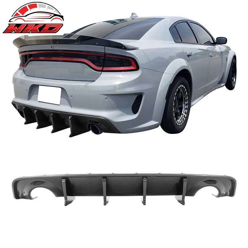 Fits 20-23 Charger Widebody IKON V3 Style Carbon Fiber Print Rear Diffuser 2PCS