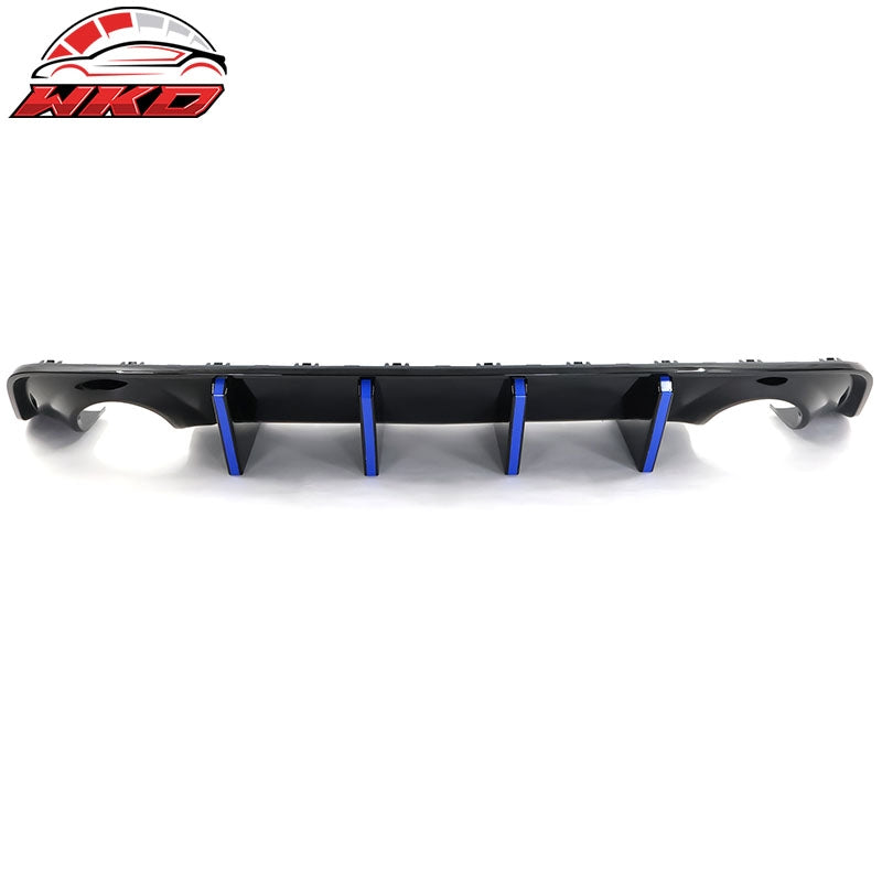 Fits 20-23 Charger Widebody Gloss Black Rear Diffuser PP W/ Blue Reflective Tape