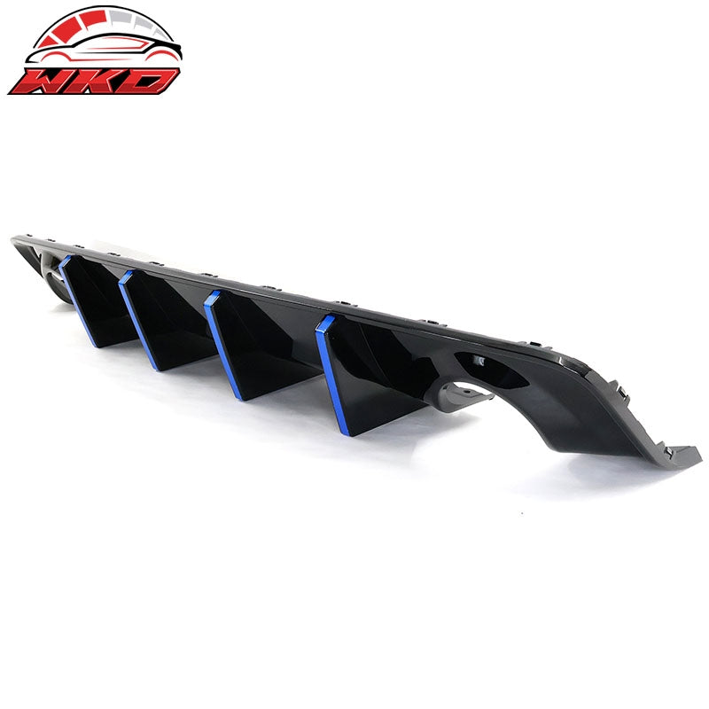 Fits 20-23 Charger Widebody Gloss Black Rear Diffuser PP W/ Blue Reflective Tape