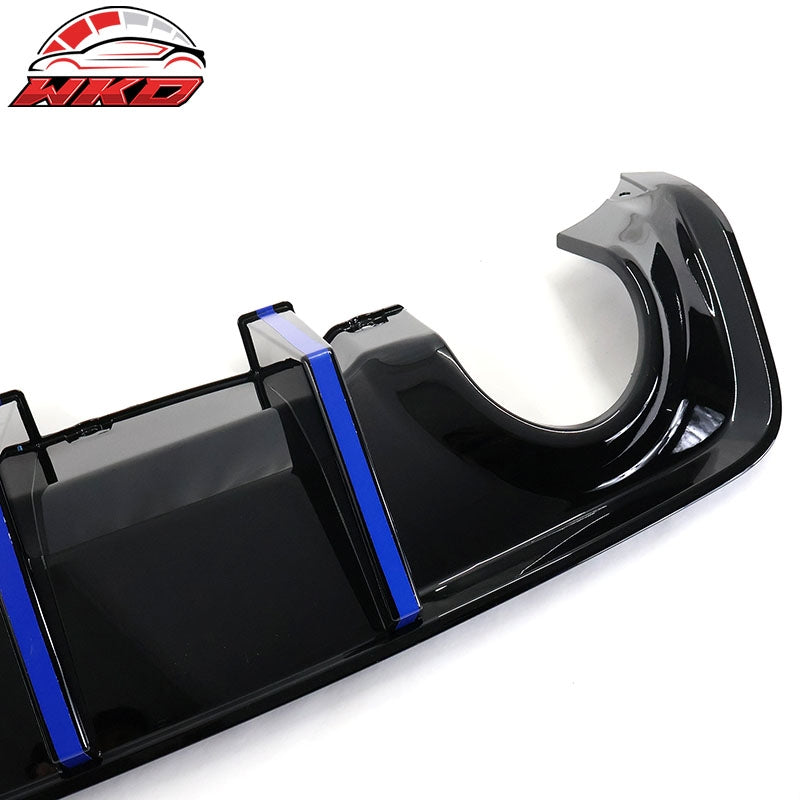 Fits 20-23 Charger Widebody Gloss Black Rear Diffuser PP W/ Blue Reflective Tape