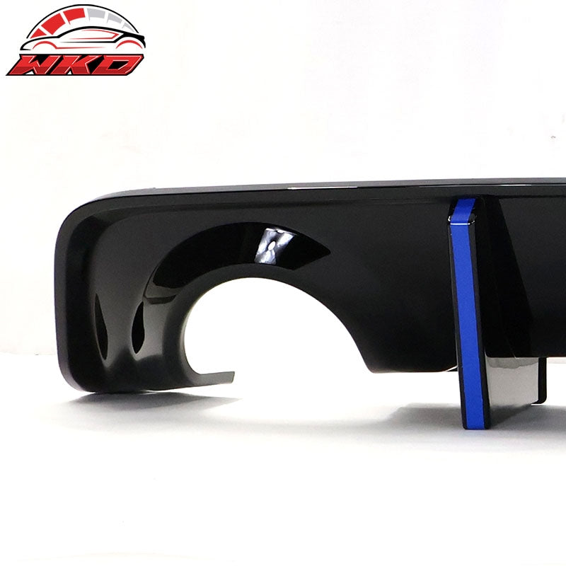 Fits 20-23 Charger Widebody Gloss Black Rear Diffuser PP W/ Blue Reflective Tape