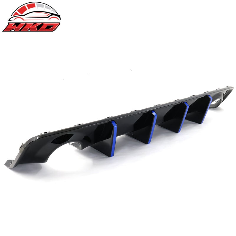 Fits 20-23 Charger Widebody Gloss Black Rear Diffuser PP W/ Blue Reflective Tape