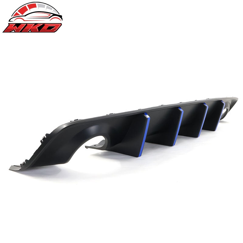 Fits 20-23 Charger Widebody Matte Black Rear Diffuser PP W/ Blue Reflective Tape