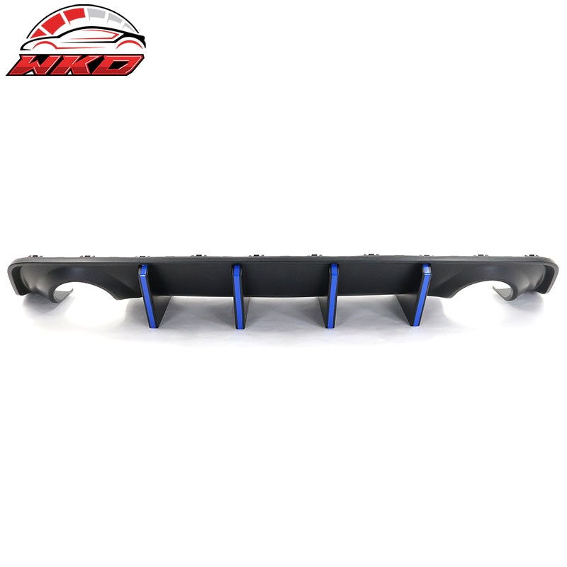 Fits 20-23 Charger Widebody Matte Black Rear Diffuser PP W/ Blue Reflective Tape