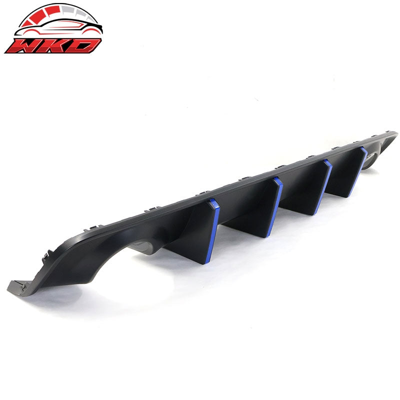 Fits 20-23 Charger Widebody Matte Black Rear Diffuser PP W/ Blue Reflective Tape