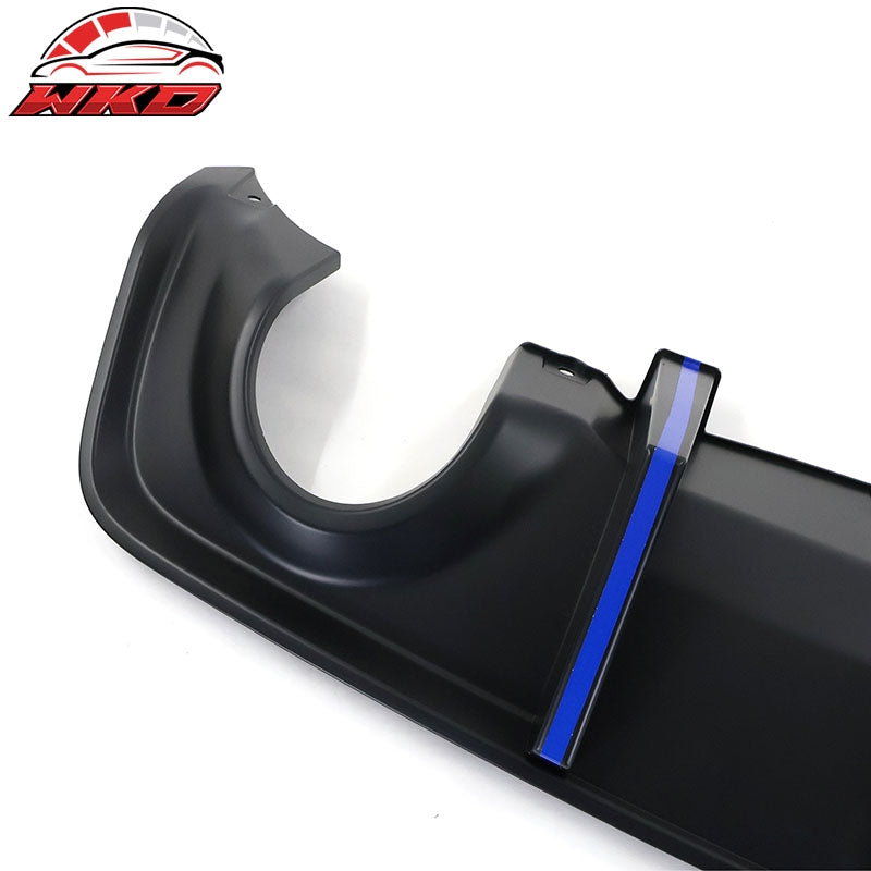 Fits 20-23 Charger Widebody Matte Black Rear Diffuser PP W/ Blue Reflective Tape