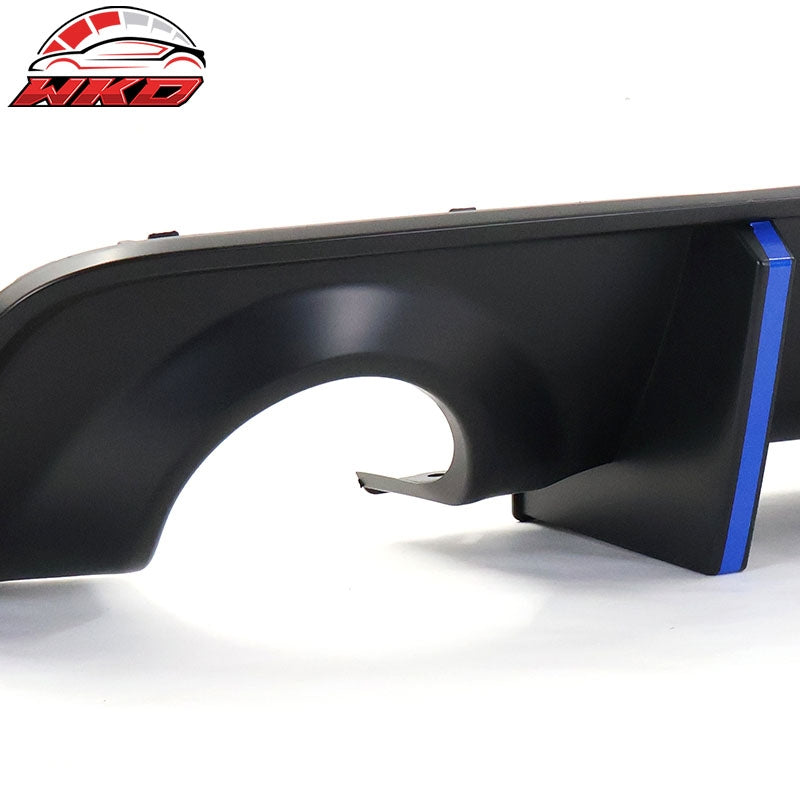 Fits 20-23 Charger Widebody Matte Black Rear Diffuser PP W/ Blue Reflective Tape