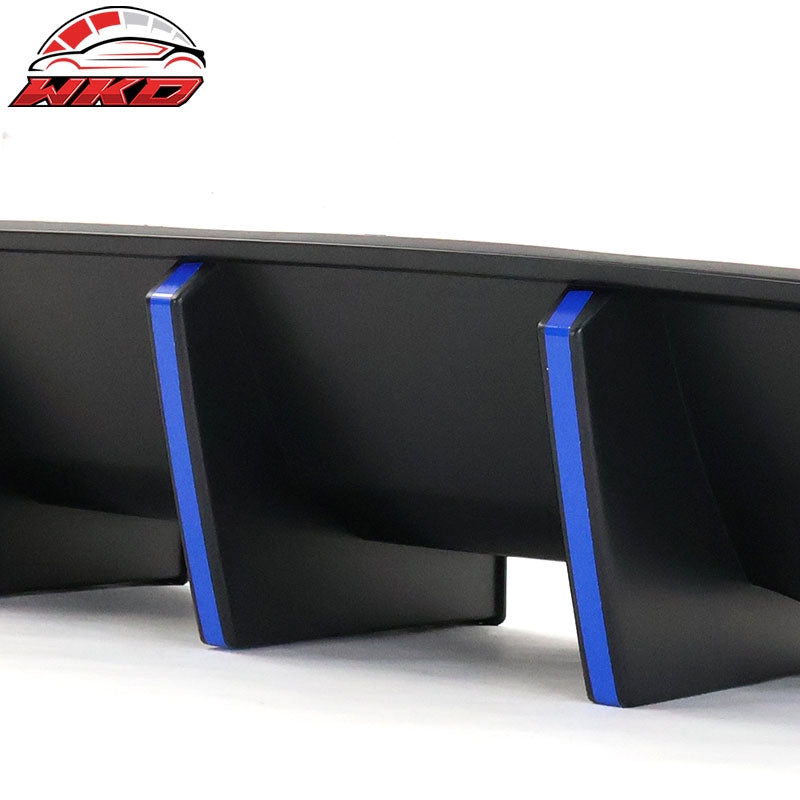 Fits 20-23 Charger Widebody Matte Black Rear Diffuser PP W/ Blue Reflective Tape