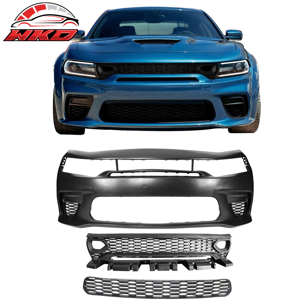 Fits 20-23 Charger Widebody Front Bumper Assembly Replacement W/ SRT Grilles