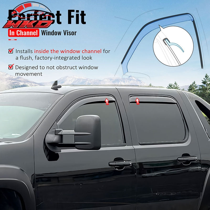 Fits 07-13 Chevrolet Avalanche In-Channel Window Visors Rain Guards Deflectors