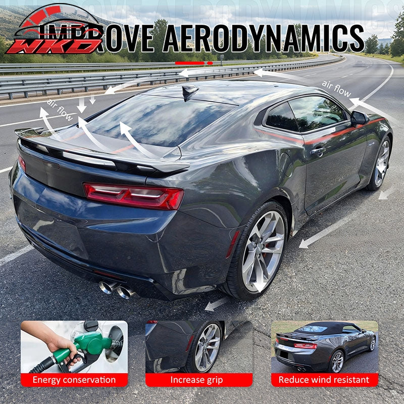 Wholesale 16-24 Chevrolet Camaro 2DR ZL1 Style Unpainted Black Rear Trunk Spoiler ABS - Wikond Auto