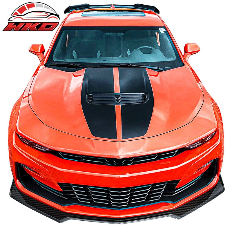 For 16-24 Chevrolet Camaro Front Bumper Lip 1LE Style Spoiler Carbon Fiber Print