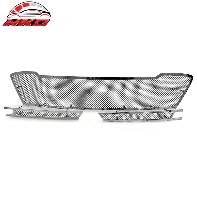 Wholesale 16-17 Chevrolet Camaro Mesh Style Front Upper + Lower Grille Insert Chrome