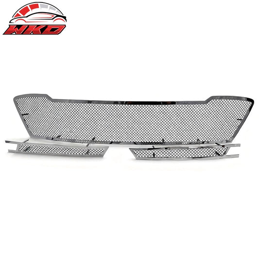 Wholesale 16-17 Chevrolet Camaro Mesh Style Front Upper + Lower Grille Insert Chrome - Wikond Auto
